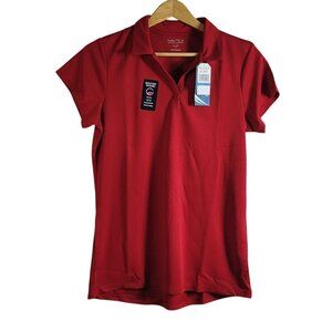 Nautica School Uniform Polo Top Red XL Plus VNeck Short Sleeve Moisture Wick NWT